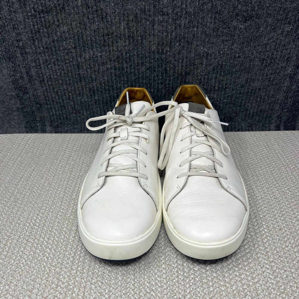 Olukai Waialae Golf Shoes Spikeless White Leather Mens Size 15 Lace Up Low Top - Picture 2 of 8